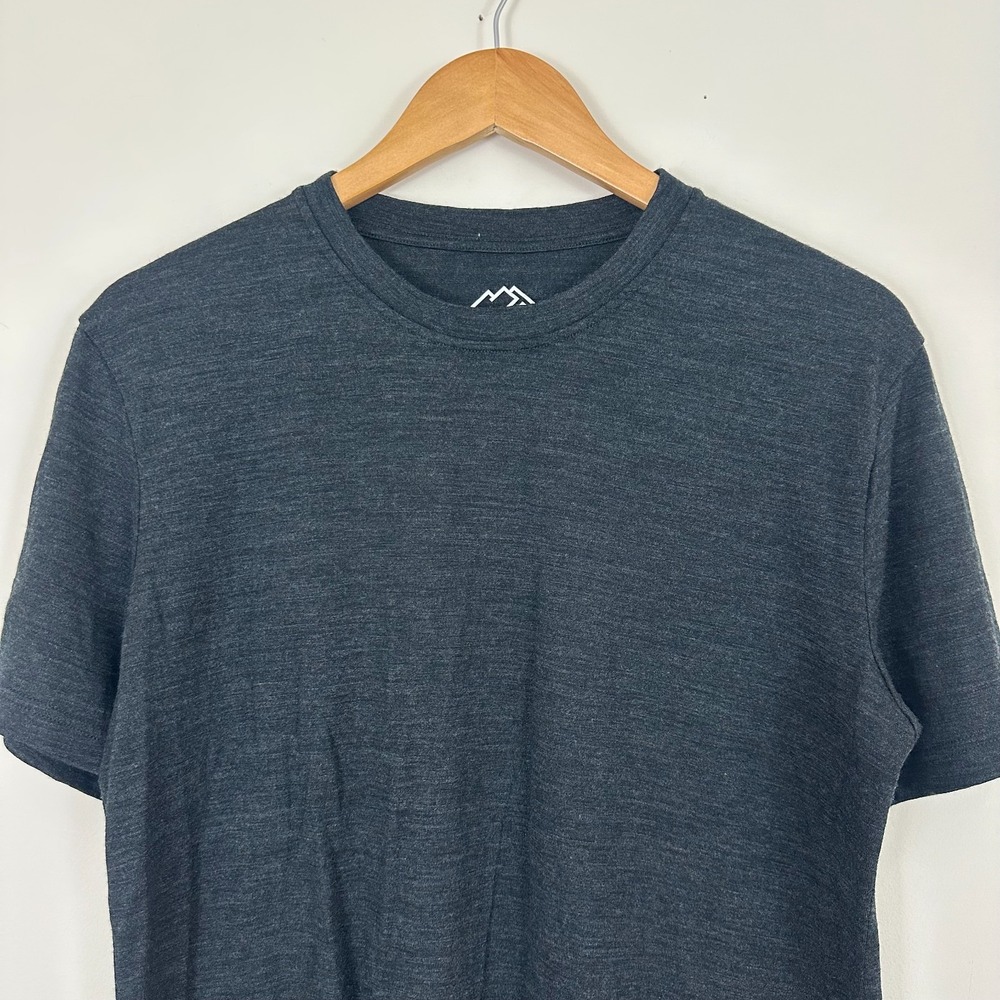 Merino Tech T-Shirt Charcoal Gray Superfine Merino Wool Short Sleeve Mens Large